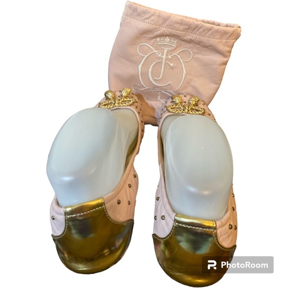 Juicy Couture Women's Pink and Gold Ballet Flats - Picture 2 of 7
